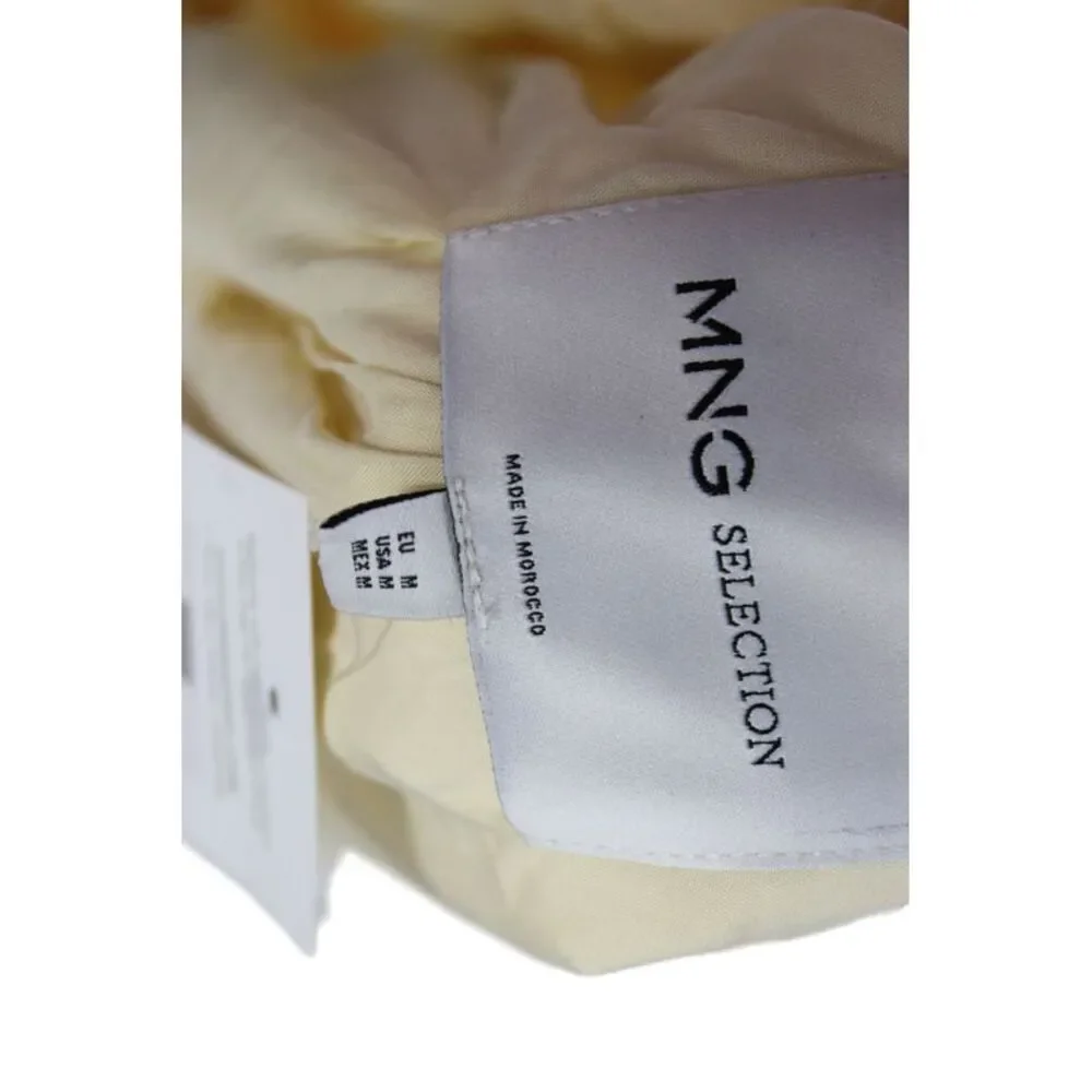 MNG Unisex Classic Collared Beige Blazer Long Sleeve Button Size M